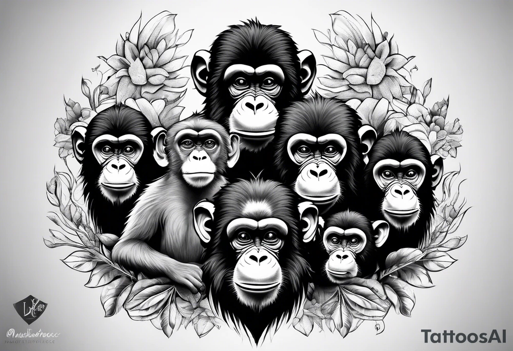 Family of monkeys tattoo idea