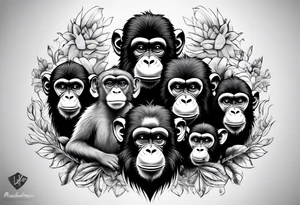 Family of monkeys tattoo idea