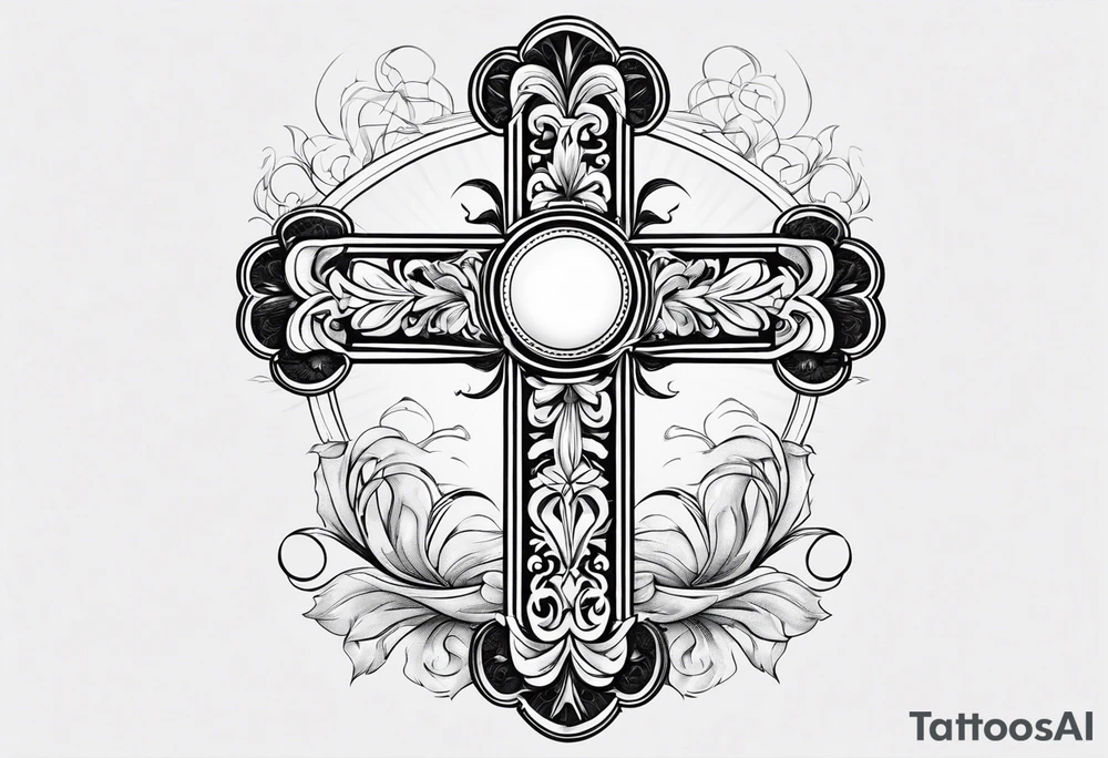 Cross with ribbon tattoo idea