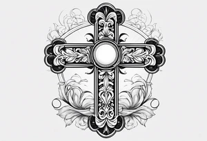 Cross with ribbon tattoo idea