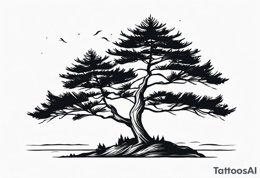 A tall pine tree, representing endurance and resilience tattoo idea