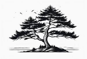 A tall pine tree, representing endurance and resilience tattoo idea