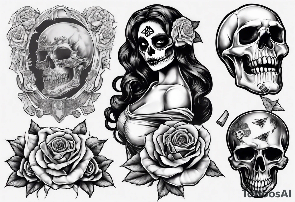 santa la muerta with money tattoo idea