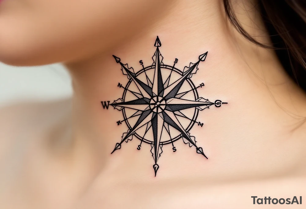 Typewriter-style black font with a faint sepia-toned compass in the background. tattoo idea