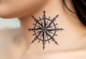 Typewriter-style black font with a faint sepia-toned compass in the background. tattoo idea