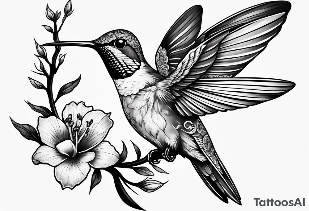 hummingbird and tree tattoo idea