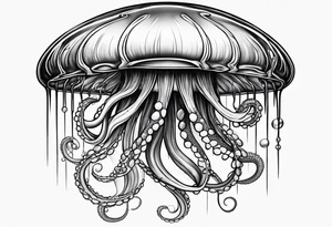 single swimming jelly fish with long tentacles tattoo idea