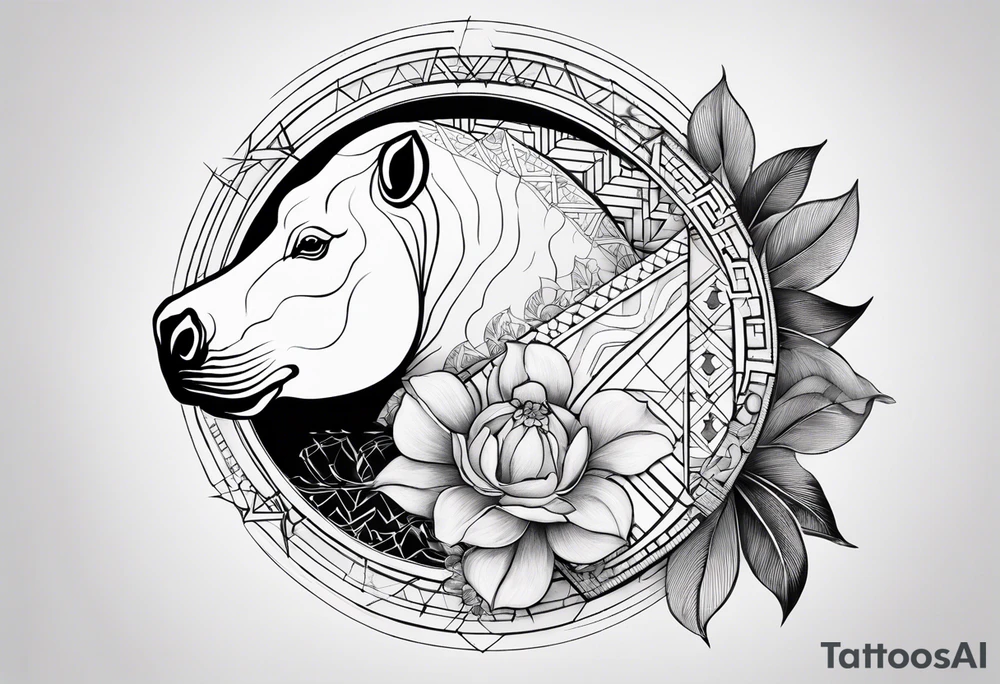 Very asymmetrical, +geometric pattern, with realistic full moon, with hippo at side look, +tribal, +geometric, +inkart , +blackwork
with wintersweet flower bud, +portrait orientation, +inkart touch, tattoo idea