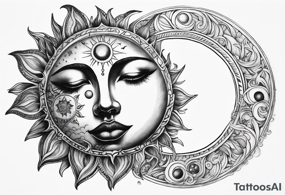 Moon and sun tattoo idea