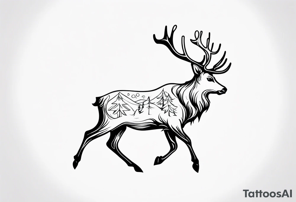 north pole reindeer tattoo idea