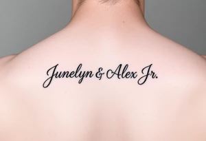Junelyn & Alex Jr in cursive font VI·IX·MMXIX VII·XXVII·MMXX on a forearm tattoo idea