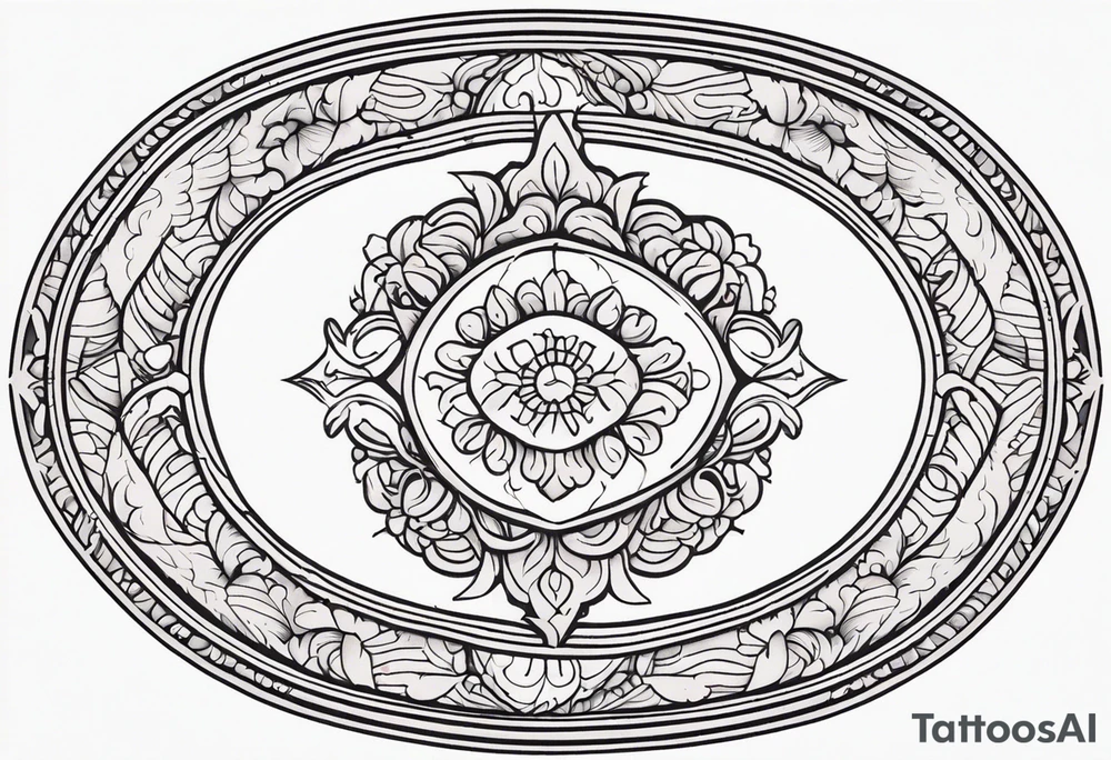 ornate oval frame tattoo idea