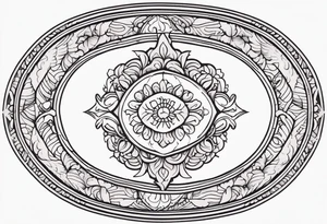 ornate oval frame tattoo idea