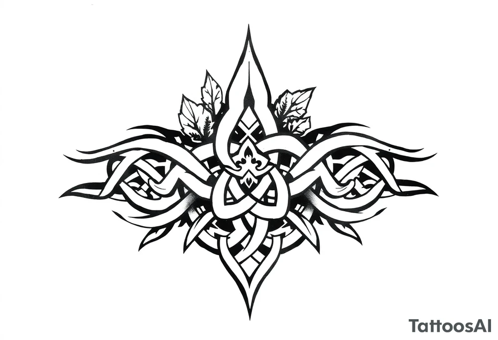 Arm band tattoo of Celtic knot infused with nature tattoo idea