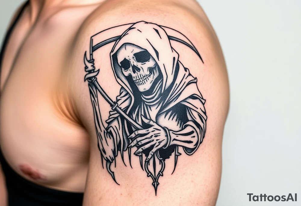 Grim reaper complex with shading tattoo idea