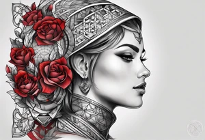 Dillon Forte Knee tattoo with tints of red and sacred geometry tattoo idea
