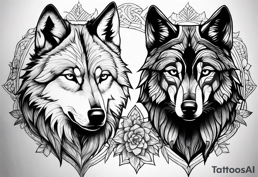 Tale of two wolves tattoo idea