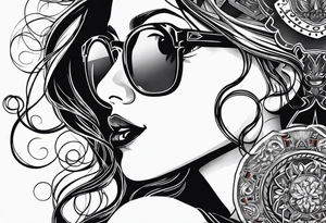 woman with smoke in mouth; poker chips on hand tattoo idea