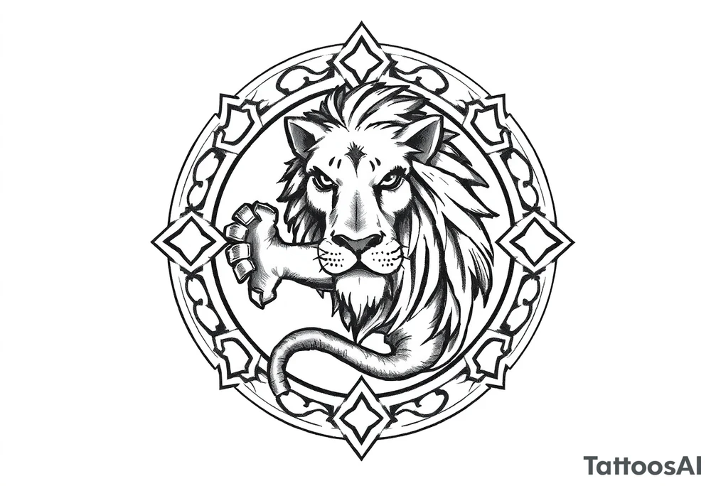 Irish symbol with lion inside tattoo idea