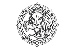 Irish symbol with lion inside tattoo idea