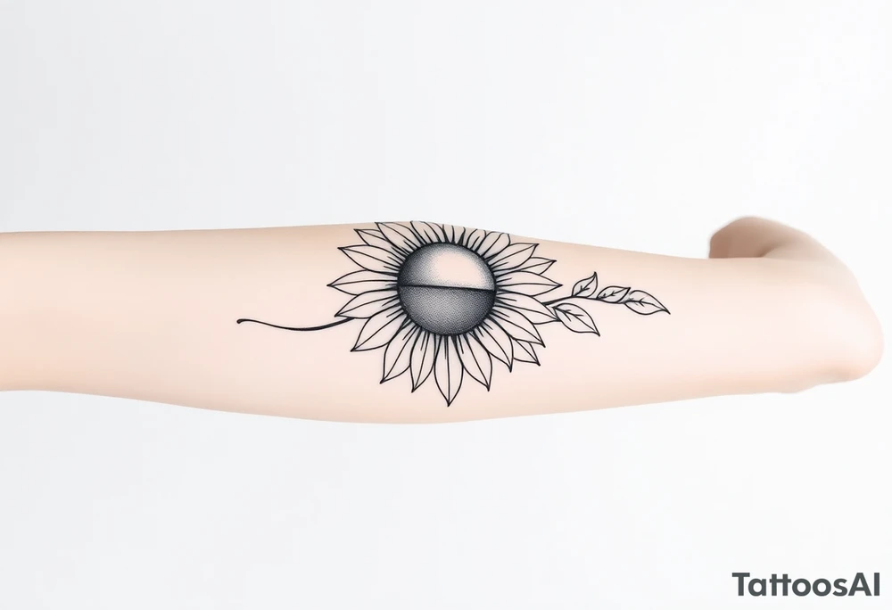 Half sun half sunflower tattoo idea