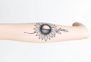 Half sun half sunflower tattoo idea