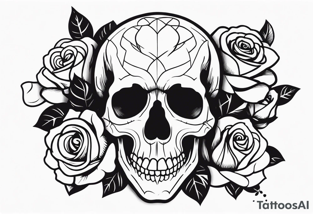skull and roses tattoo idea