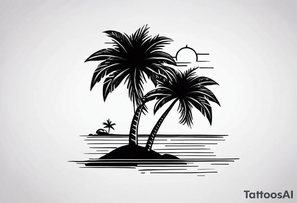 A lonely palm tree tattoo idea