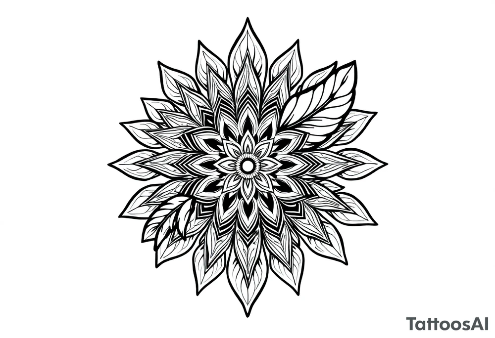 spiritual bold line feather indian mandala shaman tattoo idea