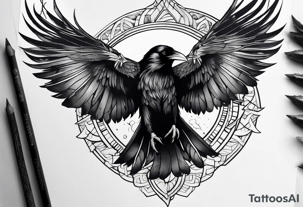 raven head tattoo idea
