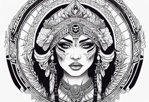 valkrye, kali, pirate, goddess, native american, zen, ooking right, left chest, wing tattoo idea