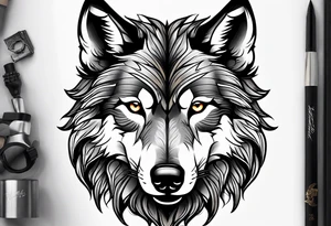 strong wolf gentle eyes tattoo idea