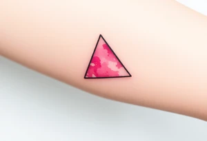 A watercoloured pink triangle, with small lining and upside down. Just the colour pink. No shapes. Just the colour pink and a small black outline tattoo idea