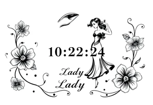 A cancer dedication with the date 10-22-24. With the name ‘Lady’. With salsa music and dancing elements. tattoo idea