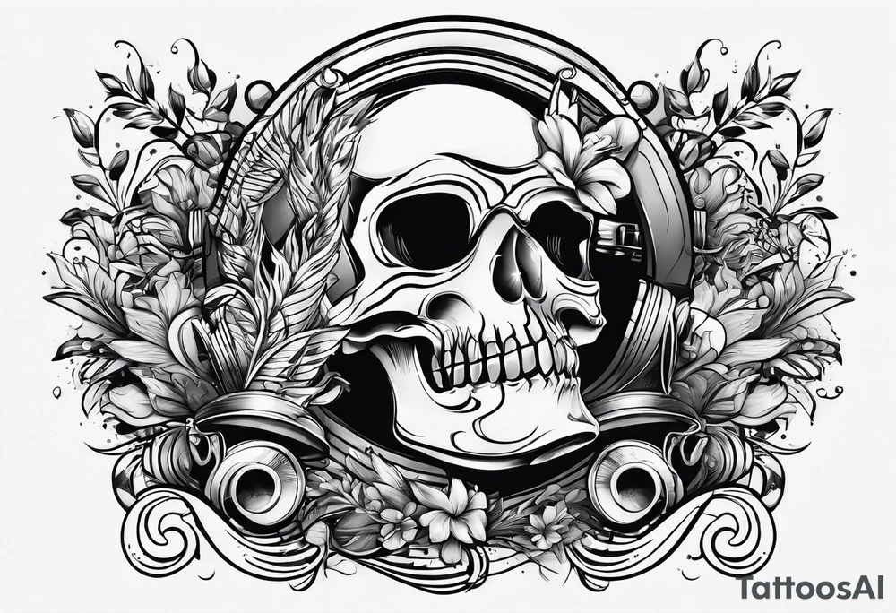 Musical theme with letters L and R tattoo idea