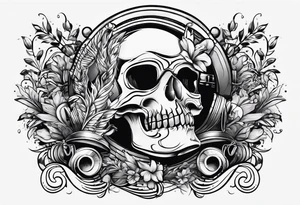 Musical theme with letters L and R tattoo idea