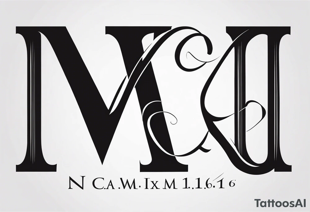 Initials NCA with roman numerals 9-15-16 tattoo idea