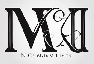 Initials NCA with roman numerals 9-15-16 tattoo idea