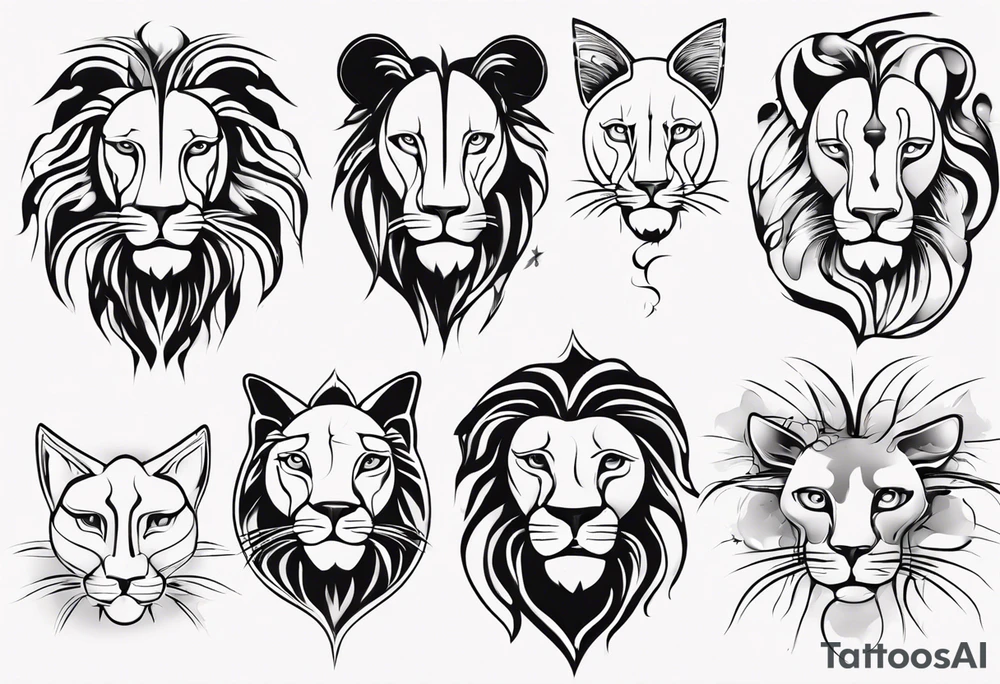 Lion with cat tattoo idea