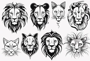 Lion with cat tattoo idea