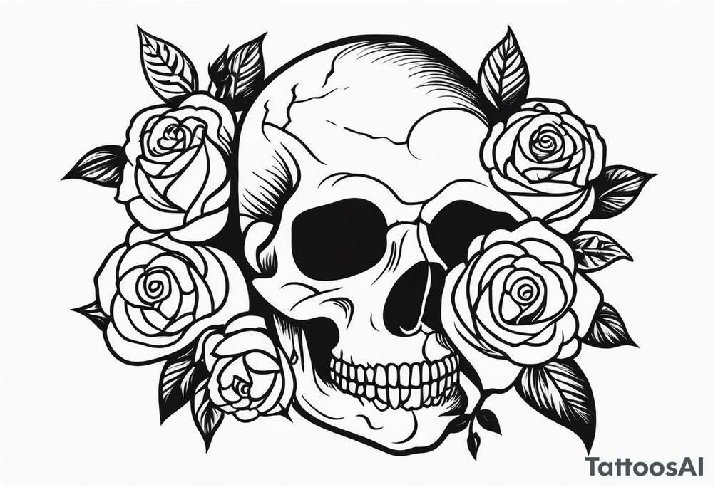 skull and roses tattoo idea
