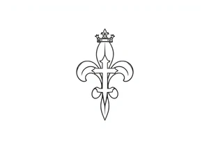 a flor de lis with a crown and a cross inside the flor de lis tattoo idea