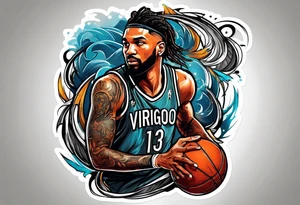 basketball player with 23 and virgo symbol tattoo idea