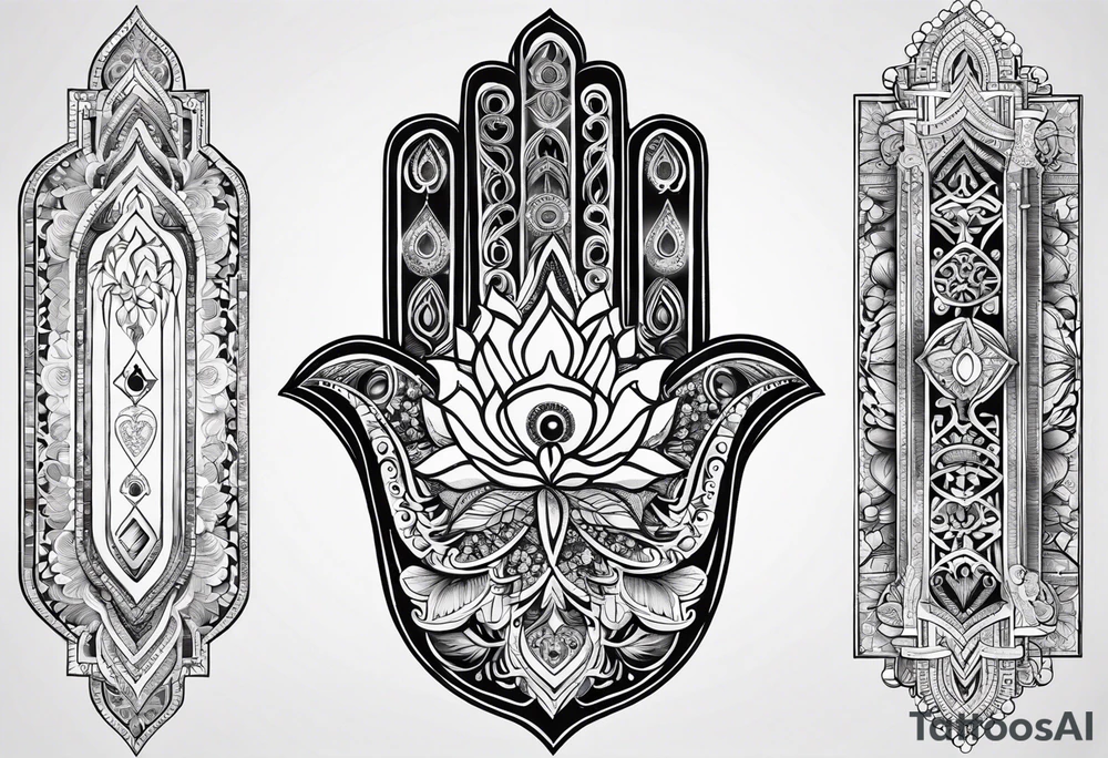 Hamsa hand, tree of life, infinity, chakras, lotus, mandala tattoo idea