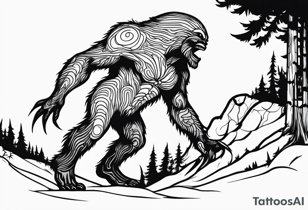 alien beaming up bigfoot tattoo idea