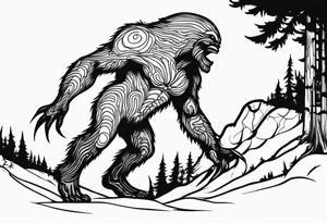 alien beaming up bigfoot tattoo idea