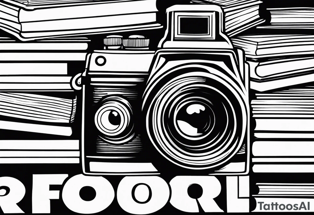 Camera on a stack of books tattoo idea