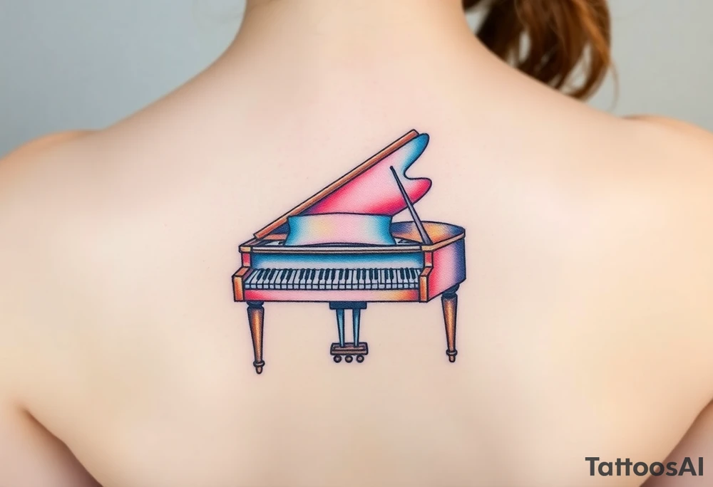 Colorful piano tattoo idea
