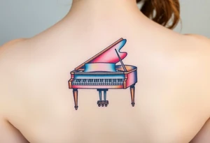 Colorful piano tattoo idea