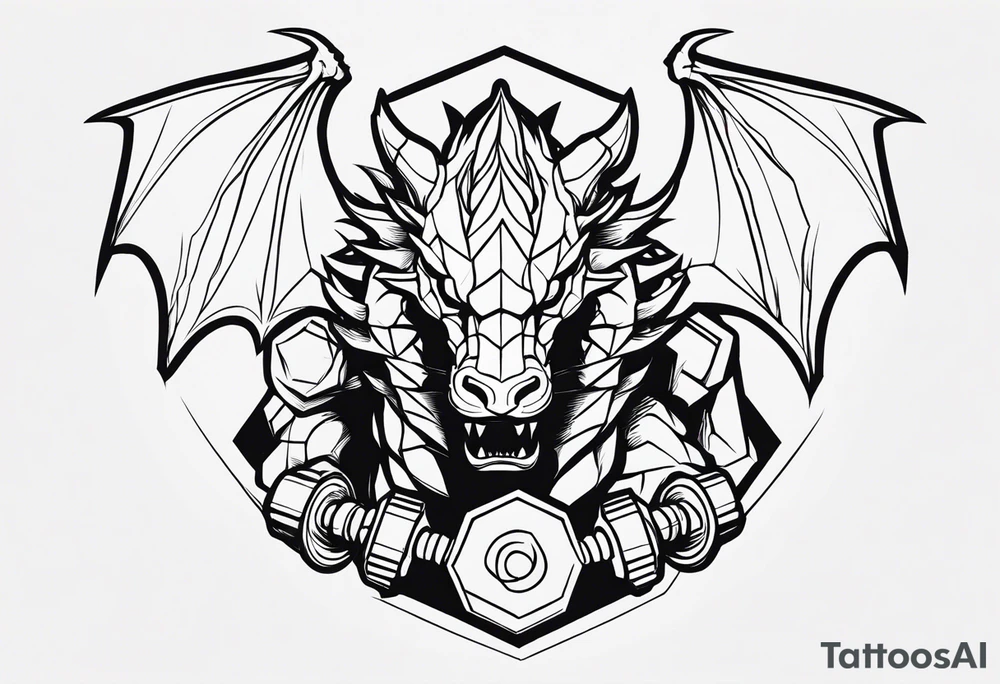 Dragon hexagonal dumbbell tattoo idea